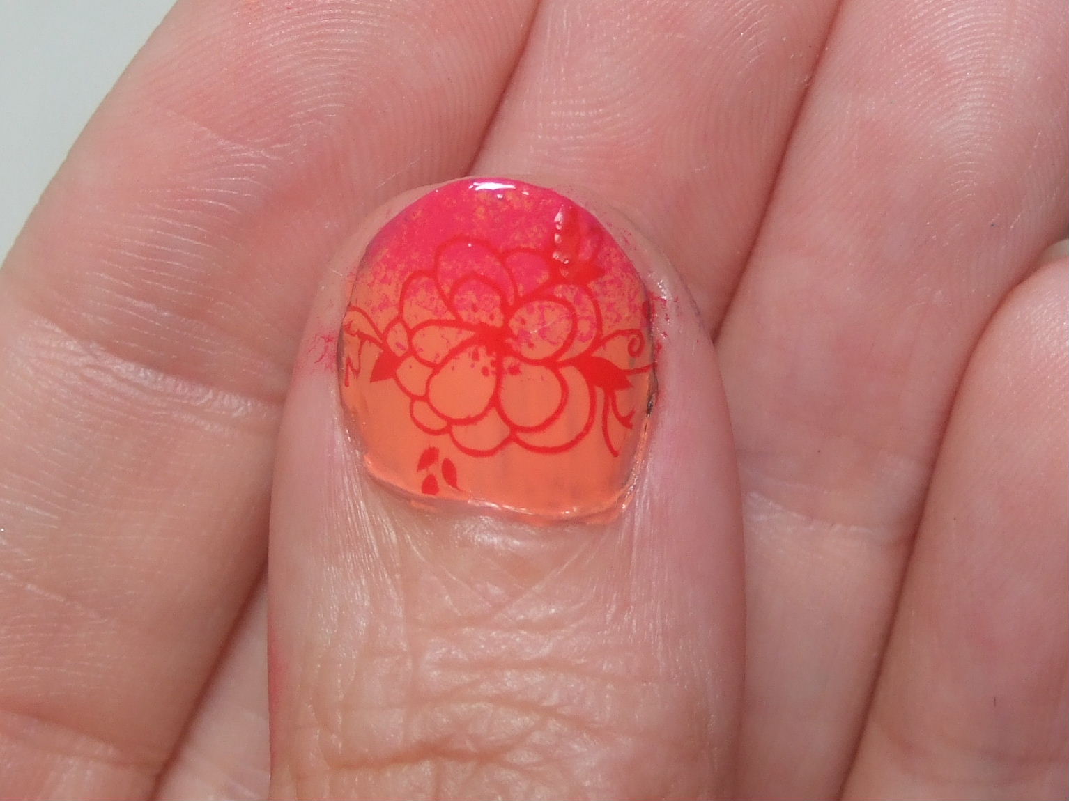 Joanne's nail art ideas: orange and pink two tone nails